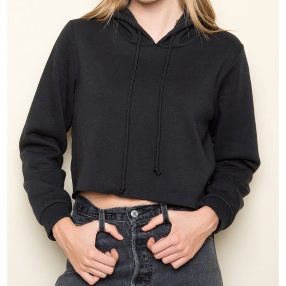 Brandy Melville Cropped Black Hoodie